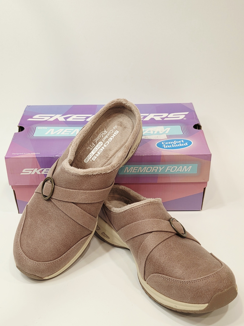 Skechers Women's Commute Time Cozy Slip-On Clog Mule - Mauve